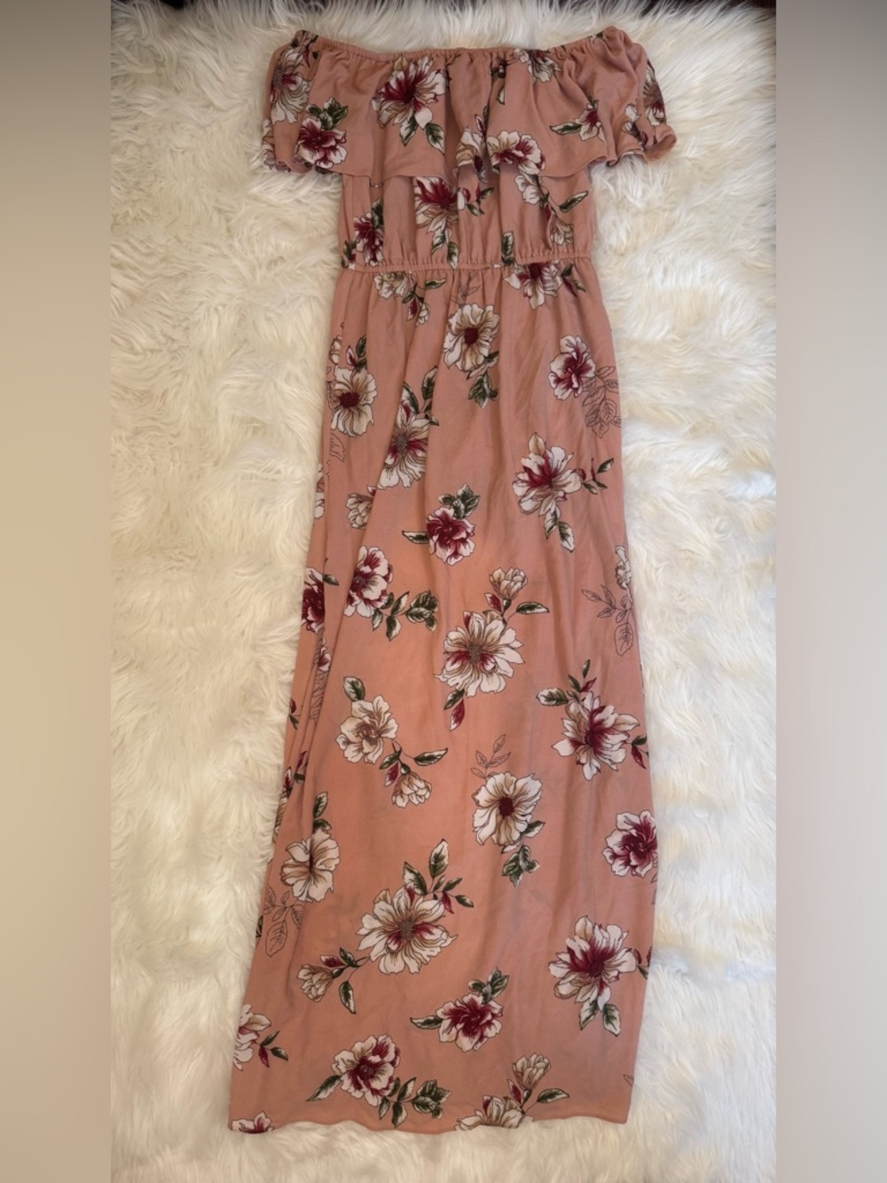 Altar'd State Mauve Floral Off-Shoulder Romper Jumpsuit Dress - Picture 9 of 11